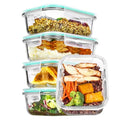 5Pack 22oz Glass Storage Containers with Lids (Green / 22oz)