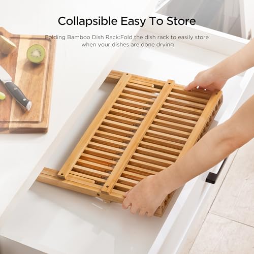 Bamboo 3 Tier Dish Drying Rack with Utensil Holder