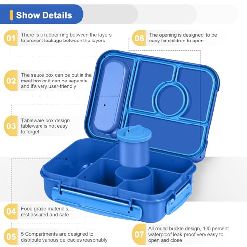 Bento Box Adult Lunch Box Kids (Navy)