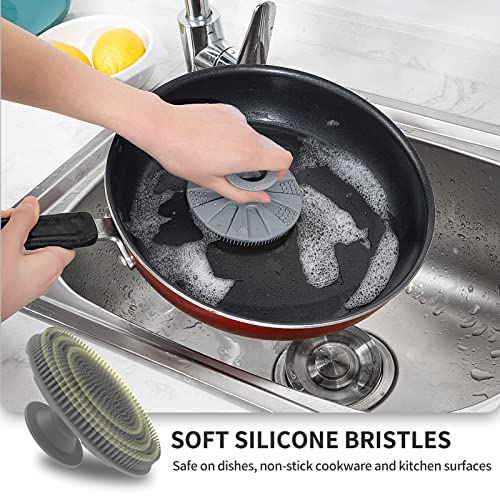 Silicone Dish Scrubber (3pcs Black+olive Green+gray)