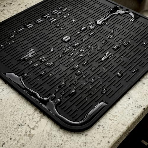 Silicone Dish Drying Mat for Multiple Usage (Black / 18"L x 16"W)