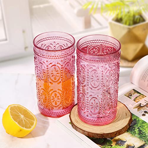 Pink Drinking Glasses (Pink / 4Pack 12oz)