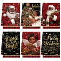 6 Pcs Christmas Kitchen Towels (Black Santa Claus)