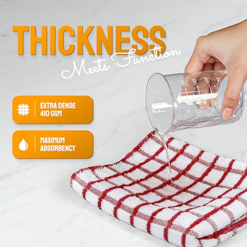 Premium Dish Towels for Kitchen (Red / Dish Towels 8-Pack, 16x26 Inches)