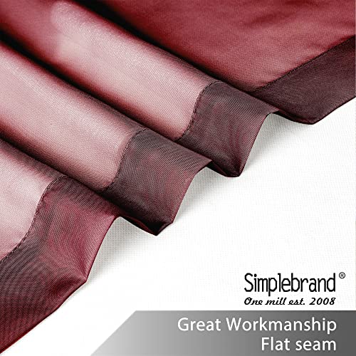 Red Short Sheer Curtains 45 Inch Length for Small Windows (Burgundy / 42"W x 45"L (Pack of 2))