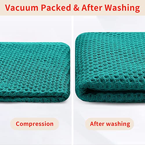 100% Cotton Waffle Weave Kitchen Dish Towels 12 (Teal / 13 X 28 - 12 Pack)