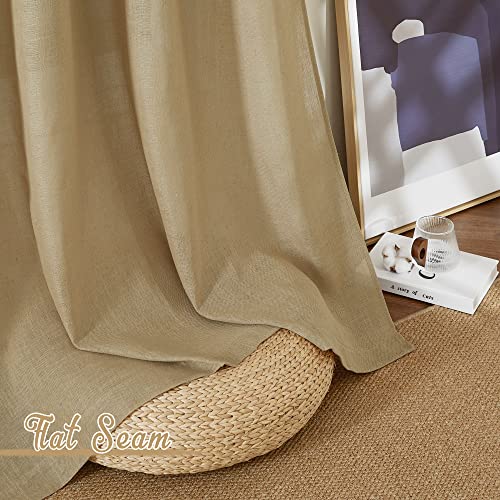 Linen Brown Curtains & Drapes Privacy with Light Filtering (52"W x 84"L (Pack of 2) / Linen Brown)