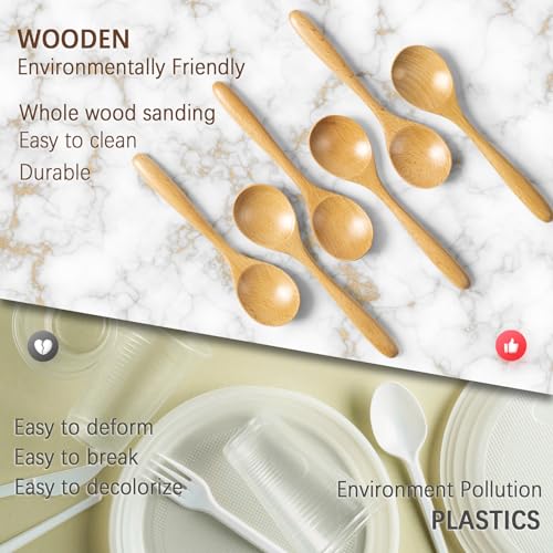 Small Wooden Spoons for Eating (Beech Yellowish)
