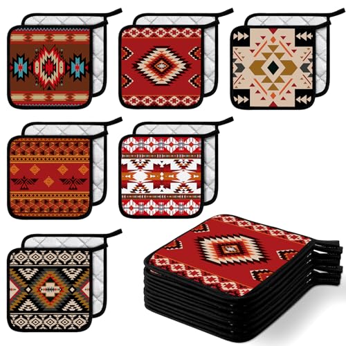 12 Pcs Pot Holders with Pocket (Dark / Vintage)