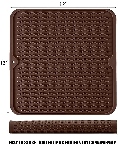 Silicone Dish Drying Mat (Coffee / 12" x 12")