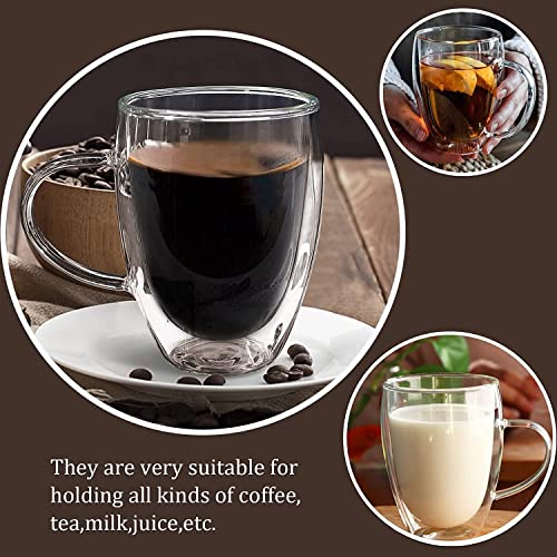15 Oz Double Walled Glass Coffee Mugs (Glass lid / 15oz)