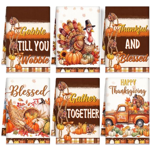 6 Pcs Thanksgiving Kitchen Towels (Thanksgiving Turkey)