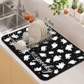 Halloween Dish Drying Mat Kitchen Countertop (BlackWhite / 24" x 18")