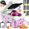 12-in-1 Vegetable Chopper, Food Veggie Chopper With Container (Black / 7 blades)