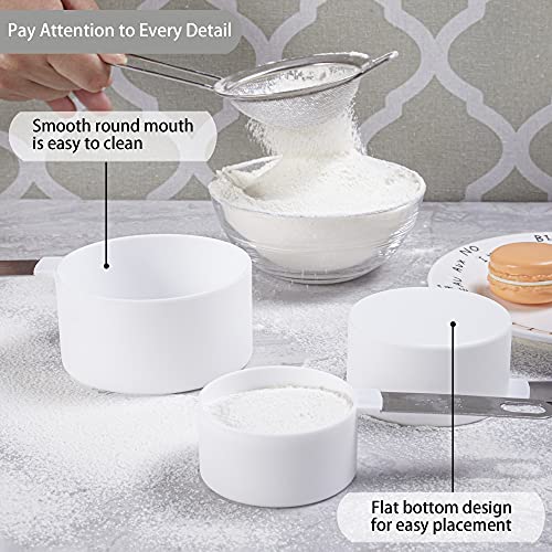 Measuring Cups and Spoons Set of Huygens Kitchen Gadgets 10 Pieces (Stainless Steel,White)