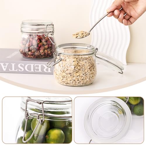 16oz 6 Pack Round Glass Jars with Airtight Lid