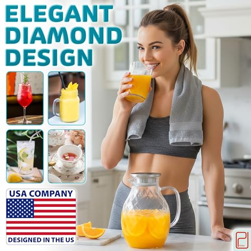 Borosilicate Glass Pitcher with Lid & Spout (2 Liter/68 oz)