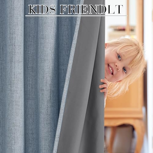 Dusty Blue 100% Blackout Curtains 63 Inch Long for Bedroom (Dusty Blue / 52"W x 63"L (Pack of 2))