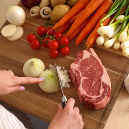 6 Pcs Acacia Wood Cutting Boards with Juice Grooves (20 x 15 Inch)