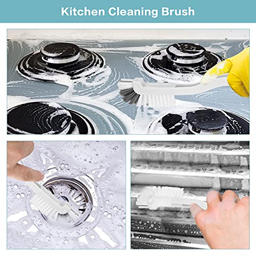 8 Pcs Dish Brush Bottle Bathroom Scrub Brushes Kitchen Cleaning Brush Right Angle Kitchen Brush Sink Household Pot Pan Edge Corners Tile Lines Brush with Stiff Bristles
