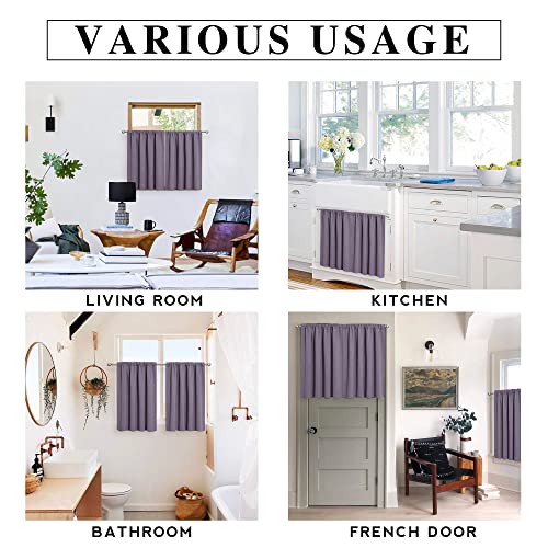 54 inch Blackout Curtains for Living Room Bedroom (Greyish Purple / 42"W x 54"L (Pack of 2))