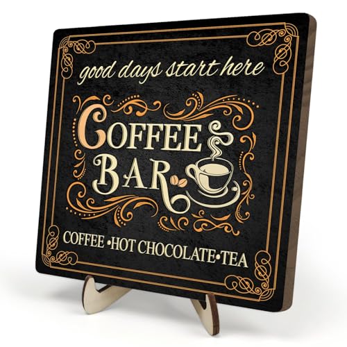 Vintage Coffee Bar Decor Sign (Black / 5.9 x 5.9 x 0.32 inches)