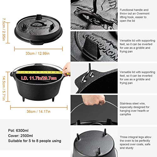 9QT Cast Iron Dutch Oven (Pot 9Qt+ Skillet)
