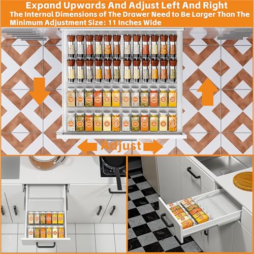 4 Pack Adjustable In Drawer Spice Organizer (4PCS-11'' to 22'')