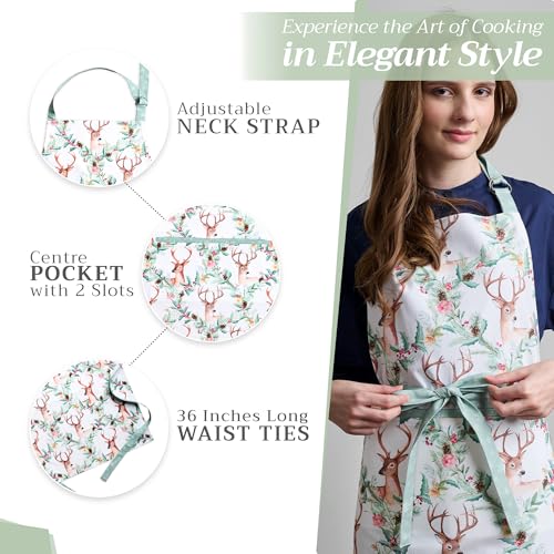 Aprons for women with Pocket 100% Cotton Pack of 1 (139 - Xmas)