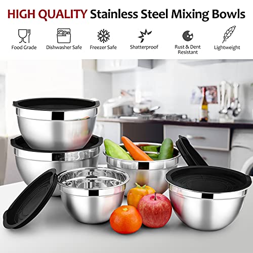 Mixing Bowls with Lids Set of 5 (Black)