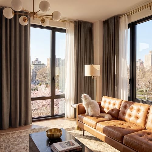 Brown Linen 100% Blackout Curtains 120 Inch Long for Living Room (Brown / 52"W x 120"L (Pack of 2))