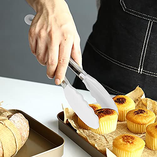 Mini Tongs with Silicone Tips 7 (7-Inch / White)