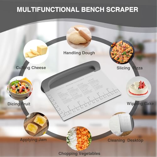 Bench Scraper Dough Scraper Bowl Pastry Scraper for Bread Cake Pizza (Bench Scraper Set / Gray)