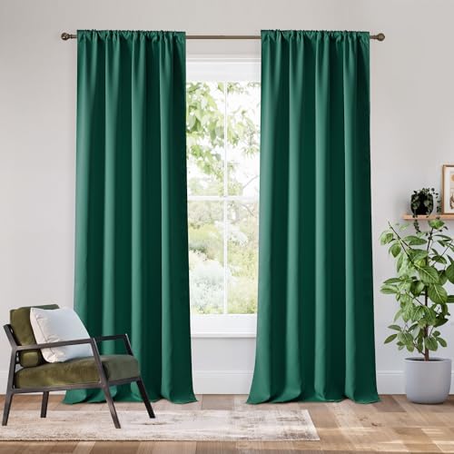 Bedroom Blackout Curtains 84 inches Long (100% Blackout - Dark Green / 42"W x 84"L (Pack of 2))