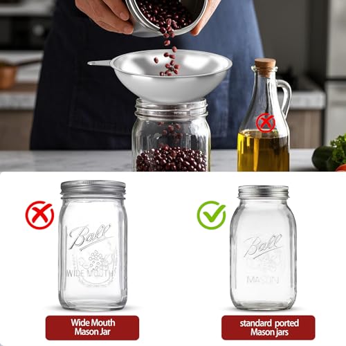 Stainless Steel Metal Canning Funnel with Removable Strainer ((5.7" x 2.26" Mouth with Strainer))