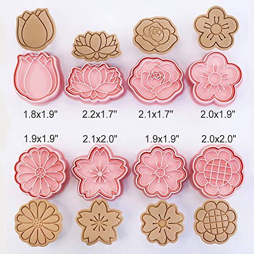 8 Pcs Cookie Cutters Set 3D Holiday Cookie Cutters for Party Baking Decoration (Flowers (8 Pcs))