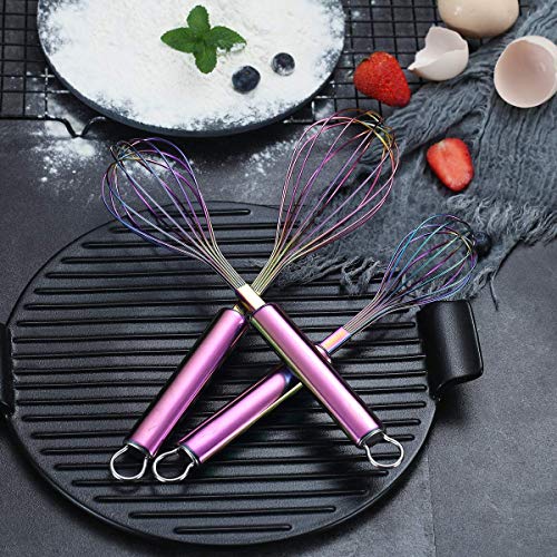 Rainbow Whisk Pack of 3 Stainless Steel 8" (7. Rainbow)