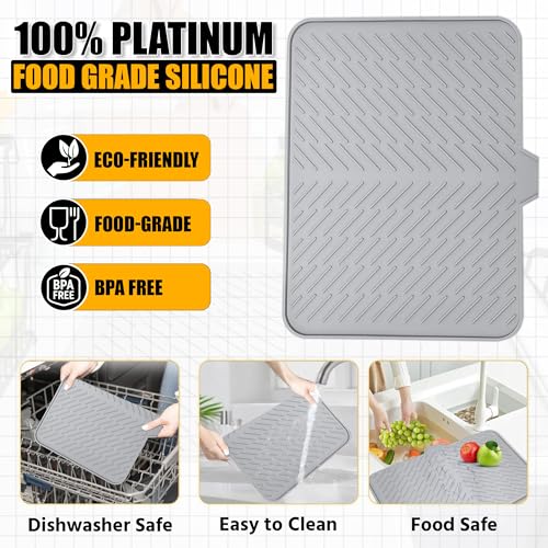 Silicone Dish Drying Mat with Built