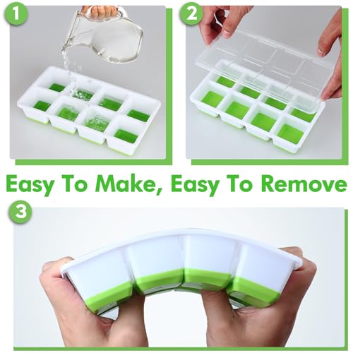Large Ice Cube Trays with Lid (4 Black Gray)