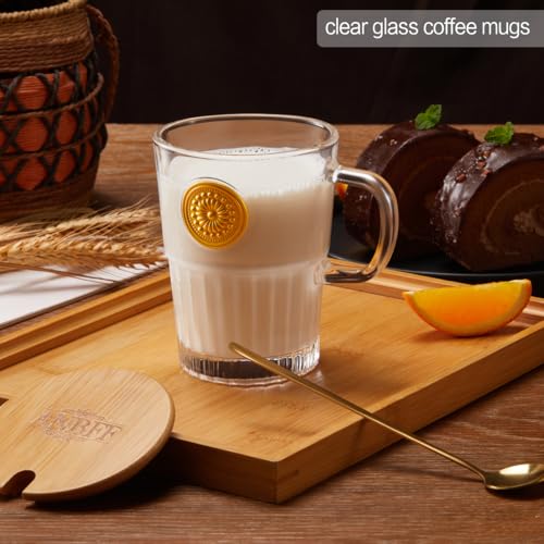 15oz Vintage Glass Coffee Mugs Set of 2 (Clear)