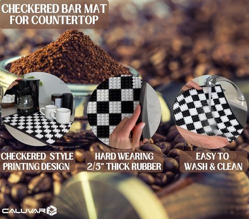 Checkered Coffee Bar Mat 18x12 in Silicone (Checkered Bar Mat)