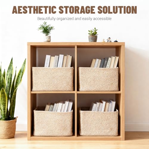 5 Pack Woven Storage Baskets (Khaki)