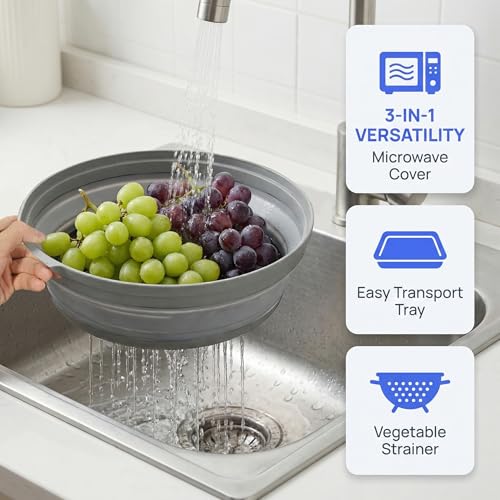Microwave Food Cover With Handle (Gray)
