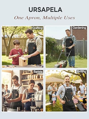 Aprons for Men Women with 3 Pockets (Black)