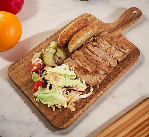 Acacia Wood Cutting Board with Handle 16''x9'' (Rectangular-16x9-1PCS)
