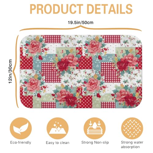 Kitchen Countertop Dish Drying Mat (Flower-2 / 19" x 12")