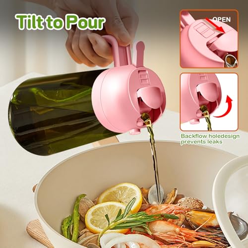 2Pcs 16oz 470ml Dark Green Oil Sprayer for Cooking with Stickers (16_2Pcs Black&Pink)