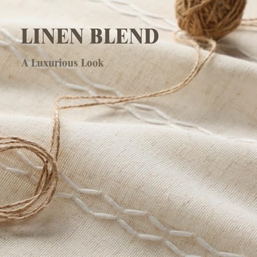 Boho Light Filtering Curtains 84 Inch 2 Panels with Tassels (Light Beige / 52"W x 84"L (Pack of 2))