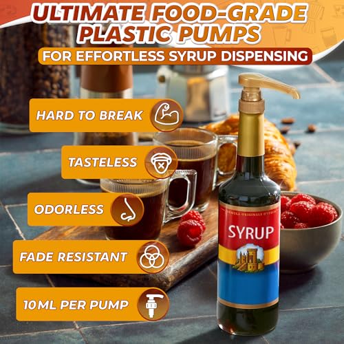5 Pcs Coffee Syrup Pump (Gold 5-pack)