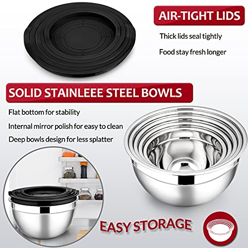 Mixing Bowls with Lids Set of 5 (Black)